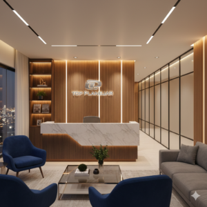 Impressione seus clientes desde a entrada. Recepções e salas de espera planejadas com alto padrão de acabamento em Itabira. Projetos exclusivos Top Planejar.