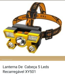 Lanterna de cabeça 5 leds recarregável XY501
